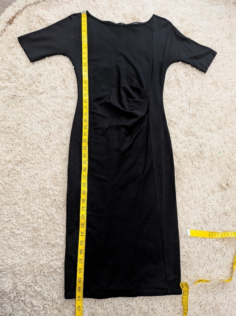 MaxMara Weekend Black Midi Ruched Sheath Dress Closet Staple Office - Picture 5 of 5